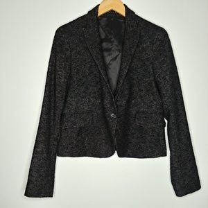 Theory Boucle Blazer Black White Grey Cotton Wool